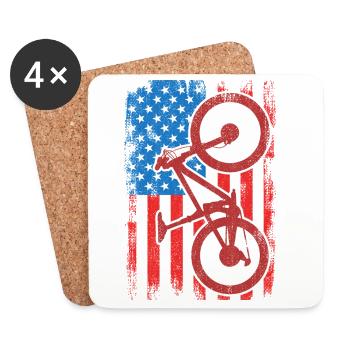 4 juillet USA VTT - Dessous de verre (lot de 4) - blanc - Devant