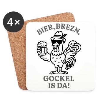 Gockel is da! - Lustiges Hahn Party Design - Untersetzer (4er-Set) - Weiß - Vorne