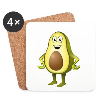 Avocat joyeux avec une expression faciale ludique - Dessous de verre (lot de 4) - blanc - Devant