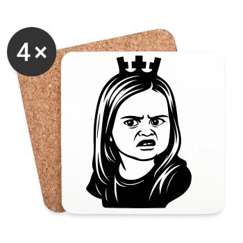 Skeptical meme girl with crown - Coasters (set of 4) - white - Front