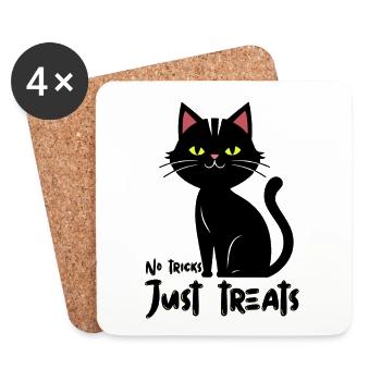 Glowing Cat Silhouette Illustration - Coasters (set of 4) - white - Front
