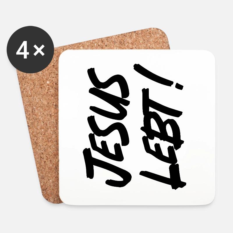 JESUS LEBT - Untersetzer (4er-Set) - Weiß