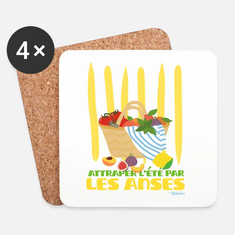 Den Sommer mit den Griffen des Korbes einfangen - Untersetzer (4er-Set) - Weiß