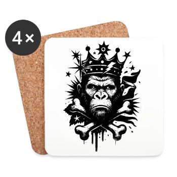 Majestätischer Gorilla mit Krone - Untersetzer (4er-Set) - Weiß - Vorne