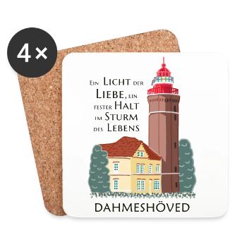 Dahme, Handzeichnung alter Leuchtturm, Dahmeshöved - Untersetzer (4er-Set) - Weiß - Vorne