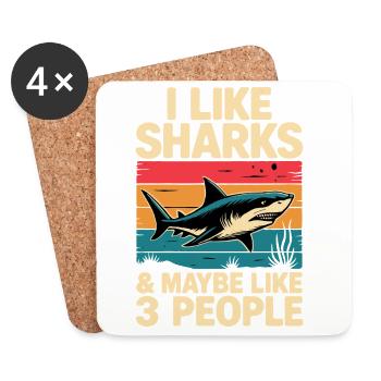 requin j’aime chemises design vintage - Dessous de verre (lot de 4) - blanc - Devant