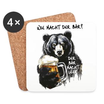 Starker Bär mit Bierglas - Untersetzer (4er-Set) - Weiß - Vorne