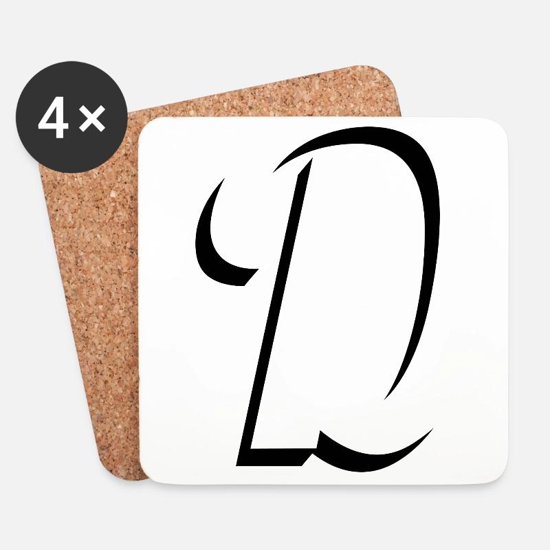 Letter D, Name, der Buchstabe D - Untersetzer (4er-Set) - Weiß