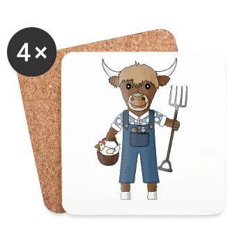 Highland cattle the cuddliest inhabitant of the farm - Coasters (set of 4) - white - Front