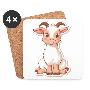 Chèvre - Dessous de verre (lot de 4) - blanc - Devant