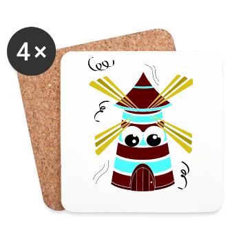 Tourne petit moulin - Dessous de verre (lot de 4) - blanc - Devant