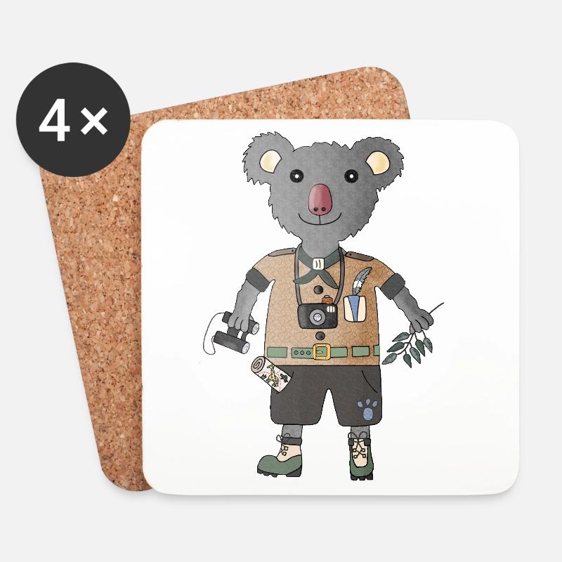 Safari d’exploration de koala avec eucalyptus - Dessous de verre (lot de 4) - blanc