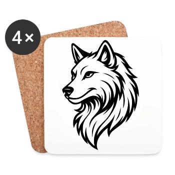 Wolf Silhouette - Untersetzer (4er-Set) - Weiß - Vorne
