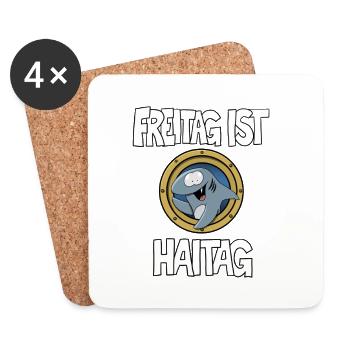 Humorous Friday Shark Motif - Coasters (set of 4) - white - Front
