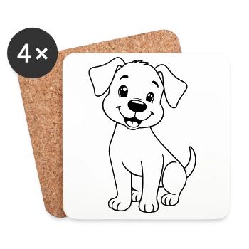 Minimalistic Puppy - Coasters (set of 4) - white - Front