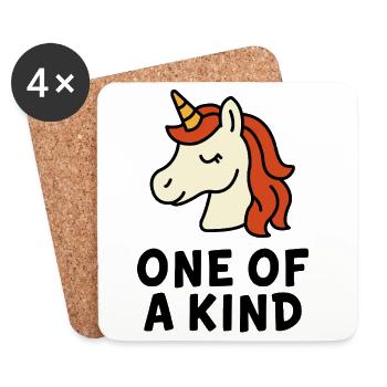 Elégant imprimé licorne pour les amateurs de fantaisie - Dessous de verre (lot de 4) - blanc - Devant