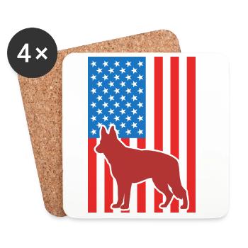 Schäferhund US Flagge - Untersetzer (4er-Set) - Weiß - Vorne