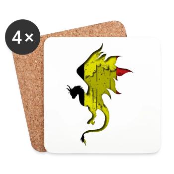 Flag of Belgium - Belgium - Dragon Silhouette - Coasters (set of 4) - white - Front