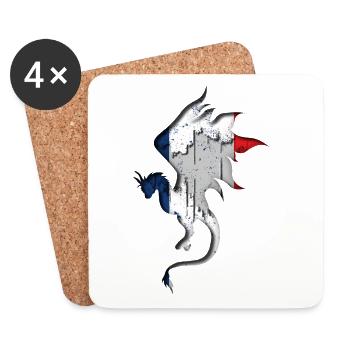 Flag of France - France - Dragon Silhouette - Coasters (set of 4) - white - Front