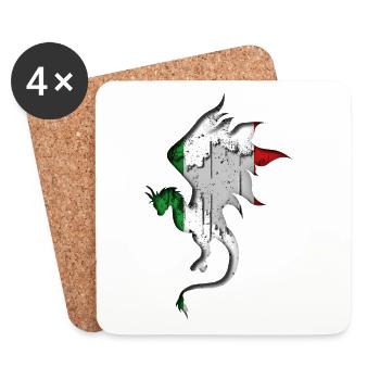 Flag of Italy - Italy - Dragon Silhouette - Coasters (set of 4) - white - Front