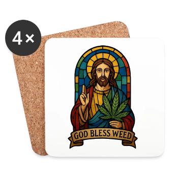 God Bless Weed - Dessous de verre (lot de 4) - blanc - Devant