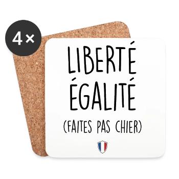 Quote,Humor,Freedom Equality,France,French - Coasters (set of 4) - white - Front