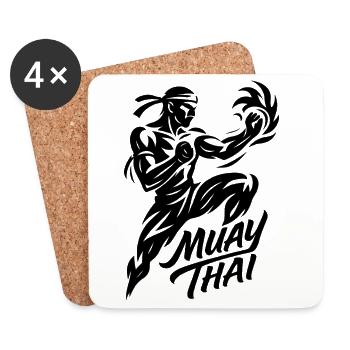 Muay Thai Thaiboxen Kickboxen Boxer Geschenk - Untersetzer (4er-Set) - Weiß - Vorne