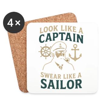 Look like a Captain, Swear like a Sailor saying - Coasters (set of 4) - white - Front
