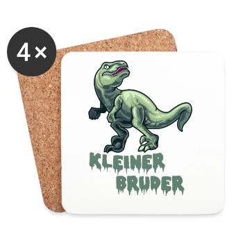 Kleiner Bruder Dinosaurier – Starker Dino für Jung - Untersetzer (4er-Set) - Weiß - Vorne