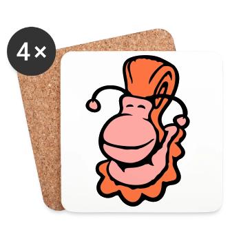 snail shell snail slug smiles sweetly - Coasters (set of 4) - white - Front
