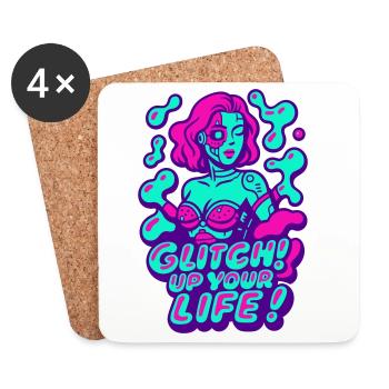 Glitch dans votre vie ! Femme Cyborg - Dessous de verre (lot de 4) - blanc - Devant