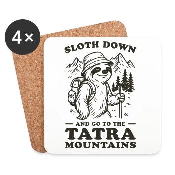 Relaxed Sloth Hiking Adventure in Tatras - Coasters (set of 4) - white - Front