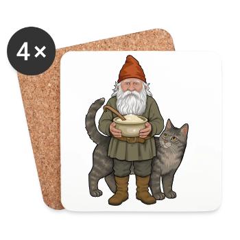L’elfe de la ferme et le chat - Dessous de verre (lot de 4) - blanc - Devant
