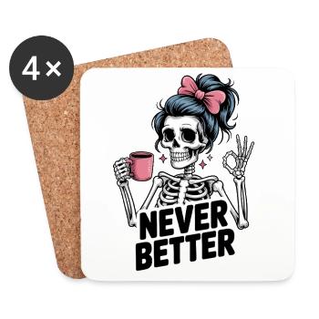Messy Bun Drinking Coffee For Women Never Better - Coasters (set of 4) - white - Front