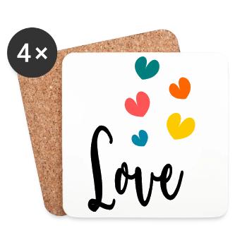 HEART. COUPLE. VALENTINE'S DAY. JUST MARRIED. Bachelorette party. - Coasters (set of 4) - white - Front