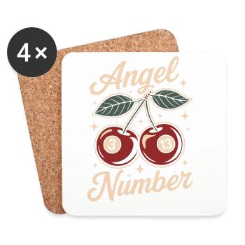 Angel Number 313 Retro Cherry - Coasters (set of 4) - white - Front