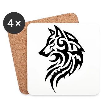 Wolf Tribal Tattoo - Coasters (set of 4) - white - Front
