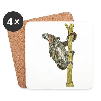 Monkey artwork on tree - Coasters (set of 4) - white - Front