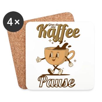 Fröhlicher Kaffeetanz - Untersetzer (4er-Set) - Weiß - Vorne