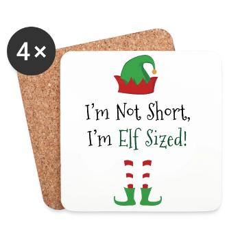 Elf Sized – Funny Christmas Saying Design - Coasters (set of 4) - white - Front