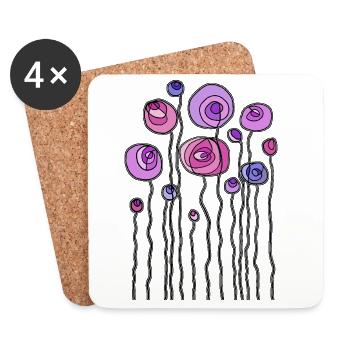 Blumen - Untersetzer (4er-Set) - Weiß - Vorne
