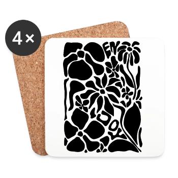 Abstract Flowers - Enjoy - Coasters (set of 4) - white - Front