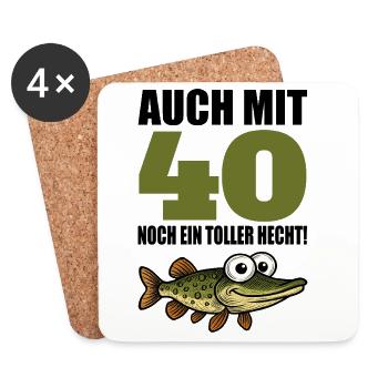 40th Birthday Funny Men's Great Pike Gift - Coasters (set of 4) - white - Front