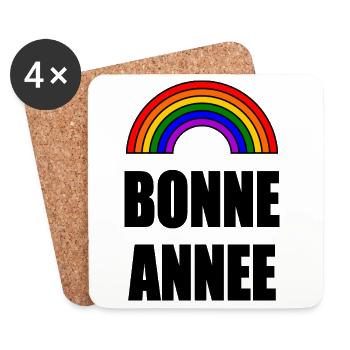 HAPPY NEW YEAR. NEW YEAR'S EVE. NEW YEAR - Coasters (set of 4) - white - Front