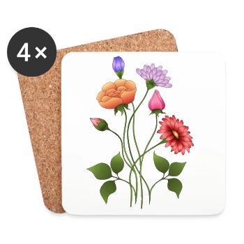 Fleur - Dessous de verre (lot de 4) - blanc - Devant