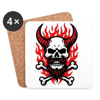 Démon Crâne de Feu - Dessous de verre (lot de 4) - blanc - Devant