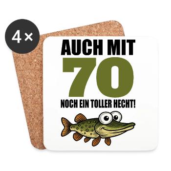 70e anniversaire drôle drôle homme grand brochet cadeau - Dessous de verre (lot de 4) - blanc - Devant