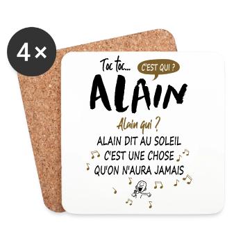 Alain Prénom Humour Cadeau Anniversaire Homme - Dessous de verre (lot de 4) - blanc - Devant