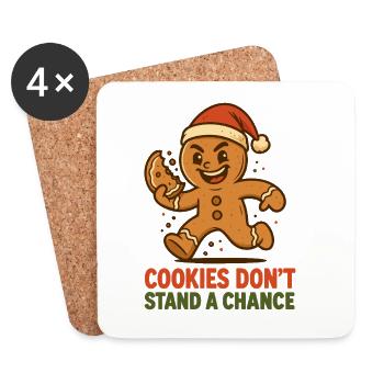 Plätzchen haben keine Chance – Weihnachtslebkuchen - Untersetzer (4er-Set) - Weiß - Vorne
