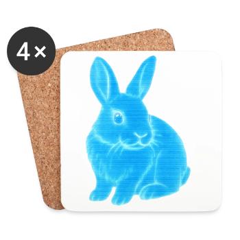 Neonhase Blauleuchten - Untersetzer (4er-Set) - Weiß - Vorne